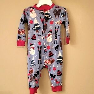 Little Blue House snug fitting winter print footless sleeper/romper